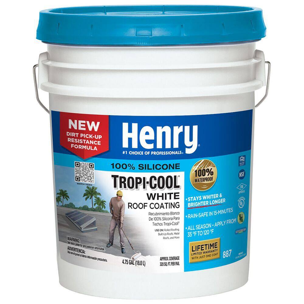 Henry 887 Tropi-Cool 100% Silicone White Roof Coating 4.75 gal. HE887HS018