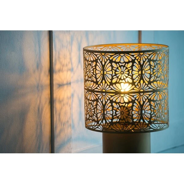 Modern Gold Lattice Iron Square Shade Table Lamp