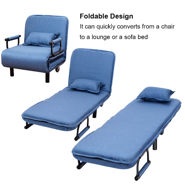 Folding Sofa Bed Sleeper Convertible Armchair Leisure Chaise Lounge Couch Blue