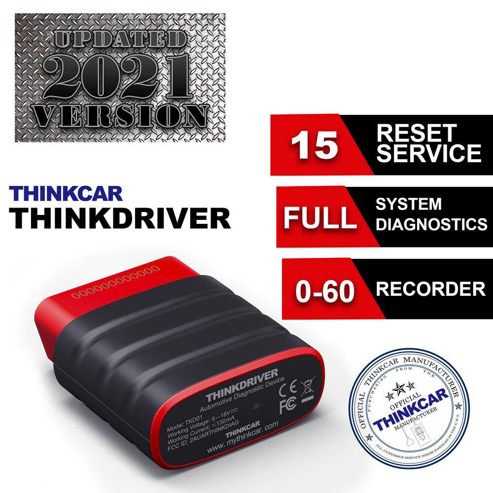 Thinkcar Thinkdriver OBD2 Bluetooth Scanner Check Engine Code Reader Full System Diagnostics with 15 Maintenance Services TKDRIVER