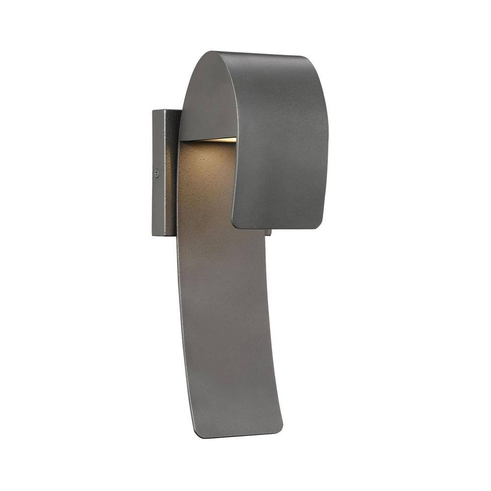 Home Decorators Collection Raveney 1-Light Grey Iron Outdoor Integrated LED Wall Lantern Sconce with Etched Lens 23515