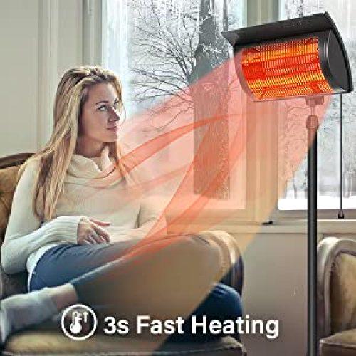 Vebreda Standing Heater Patio Outdoor Balcony， Courtyard with Overheat Protection， 750W/1500W