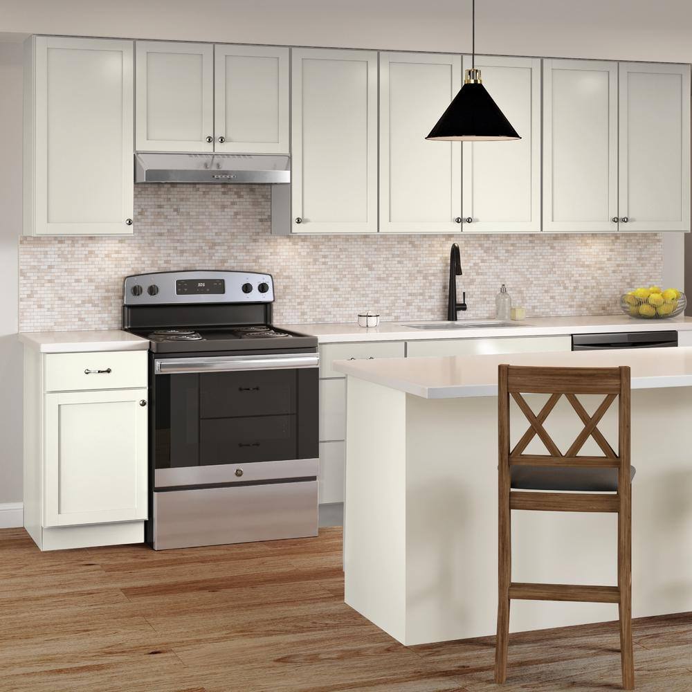 Hampton Bay Courtland Shaker 36 in. W x 24 in. D x 34.50 in. H Assembled Sink Base Kitchen Cabinet in Polar White SB36-CSW