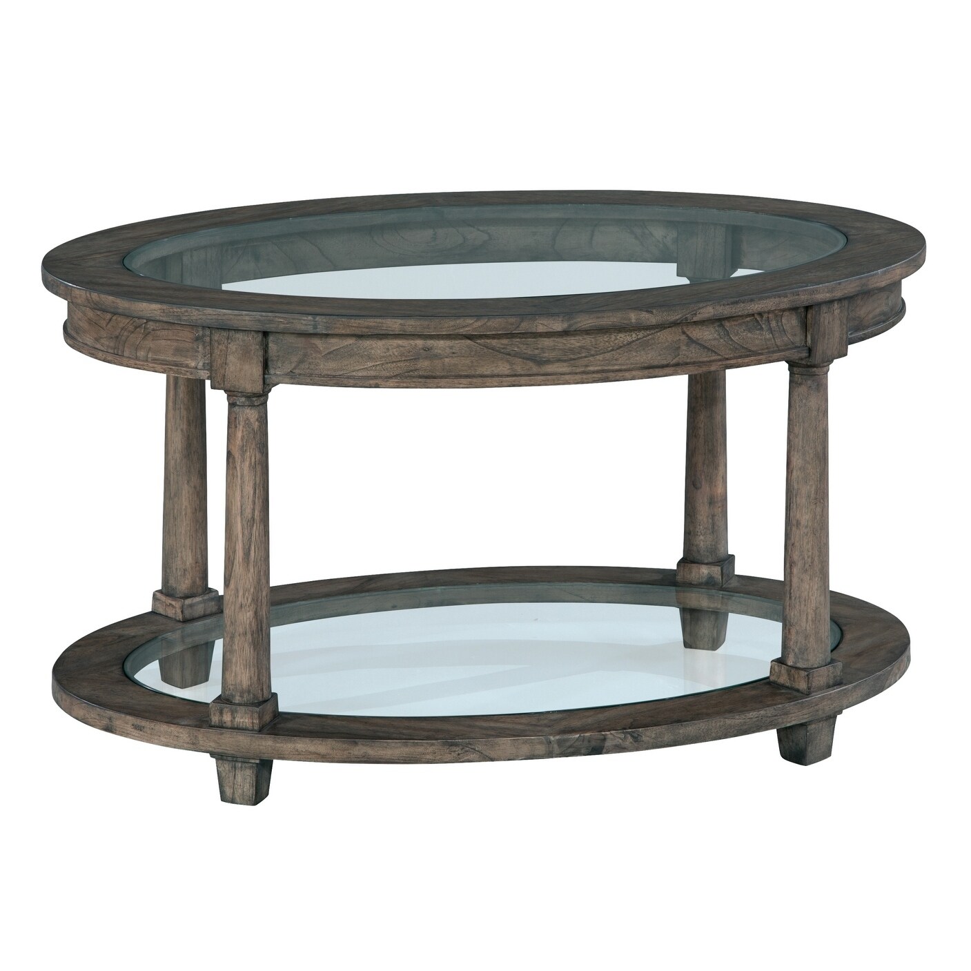 Oval Solid Wood and Glass Coffee Table- Lincoln Park