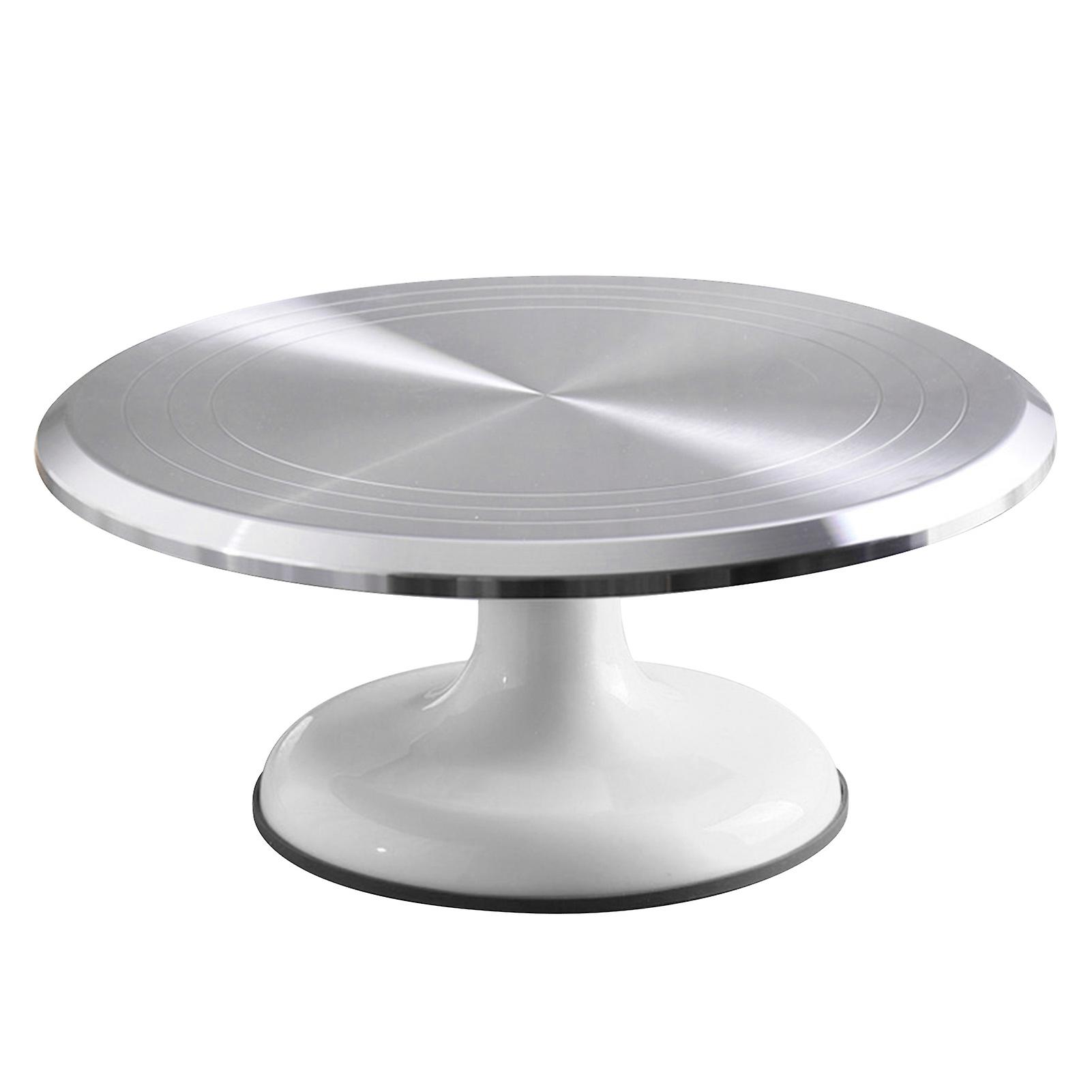 10 Inch Revolving Cake Decorating Stand Professional Aluminum Alloy Cake Turntable for Home Cake Decorating Supplies White