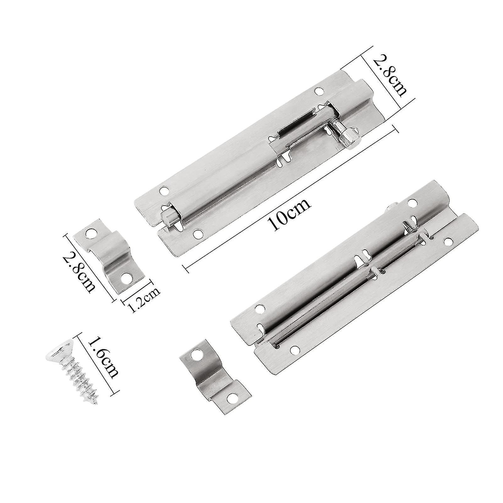 Door Bolts Lock Latch， 2 Pack Stainless Steel Sliding Bolt Latch Lock， 4 Inch (silver)