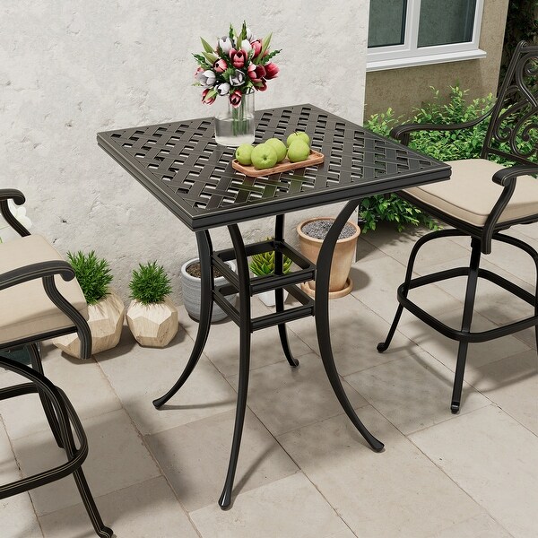 Square Outdoor Table Bar Stool 29in W x 29in L with Umbrella Hole