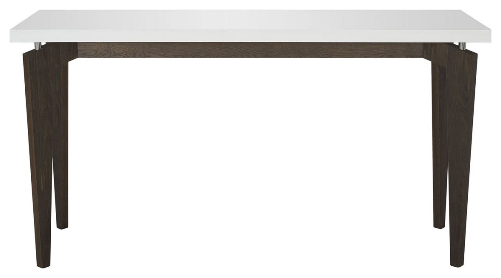 Foster Retro Lacquer Floating Top Console White/ Dark Brown   Midcentury   Console Tables   by Peachtree Fine Furniture  Houzz