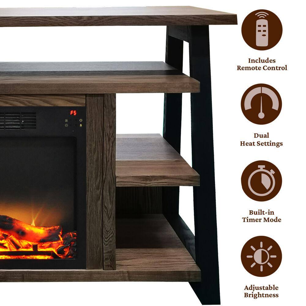 Cambridge Sawyer 53.1 in. Industrial Freestanding Electric Fireplace in Walnut CAM5332-1WALLG2