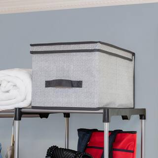 Home Basics 10 in. H x 15.75 in. W x 11.8 in. D Gray Fabric Cube Storage Bin HDC75258