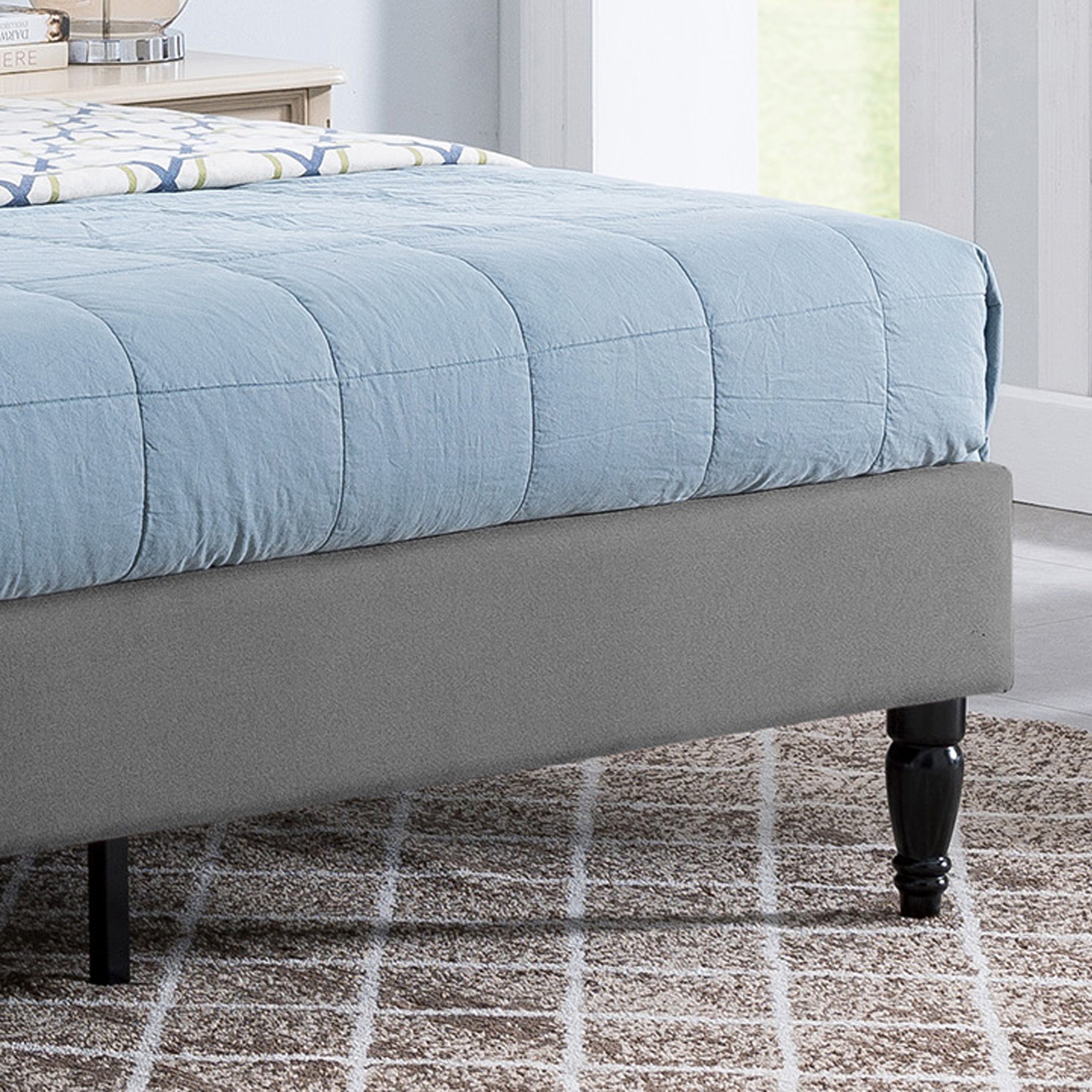 Lera Fully-Upholstered Queen-Size Platform Bed Frame, Low-Profile, Contemporary