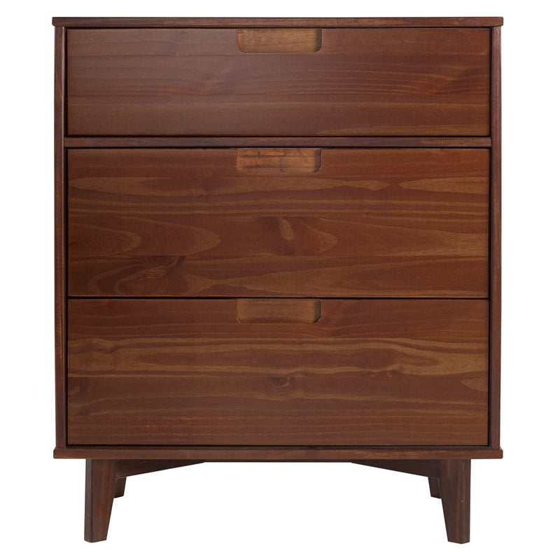 Pemberly Row 3 Drawer Mid Century Modern Wood Dresser in Walnut