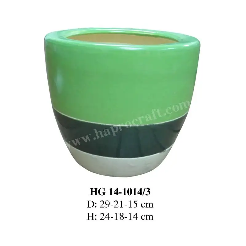 Glazed flower pots wholesales / Vietnam ceramic planter pots set of 3  garden supplies (HG 14 1011/3)