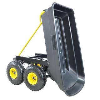 Tidoin 2.2 cu.ft. Metal Portable Cart in Black and Yellow QD-YDW2-303