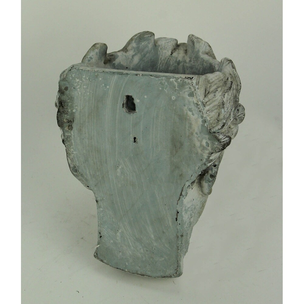 Distressed Cement Classic Grecian Lady Head Hanging Planters Set   7.5 X 6.75 X 4.75 inches