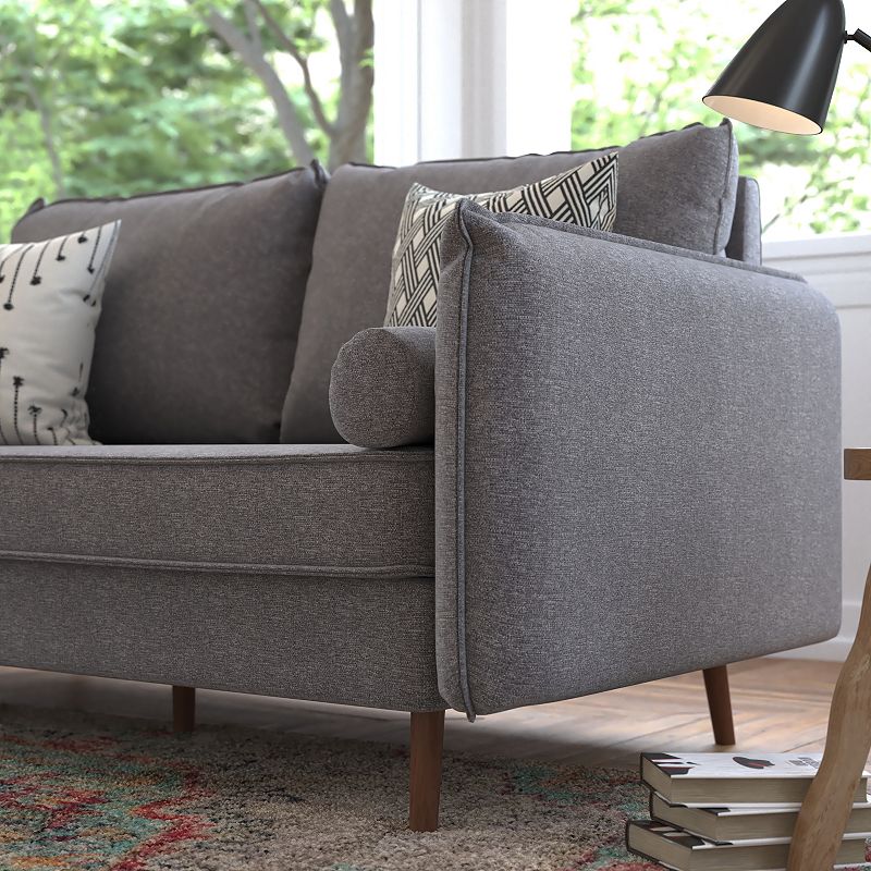 Flash Furniture Evie Mid-Century Modern Faux Linen Couch