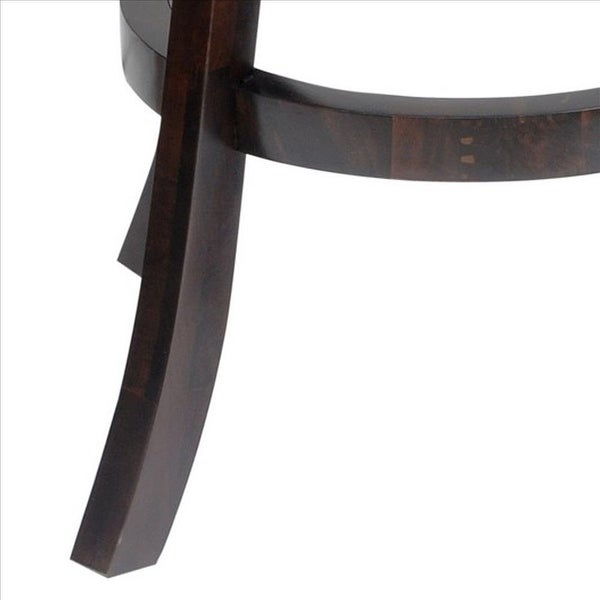 29 Inches Swivel Wooden Frame Counter Stool with Padded Back， Dark Brown - 43.5 H x 17.5 W x 19.5 L Inches