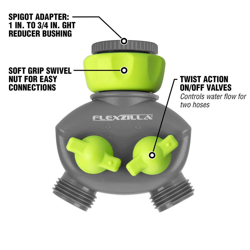 Flexzilla 2-Way Hose Splitter ZillaGreenGray HFZGA60