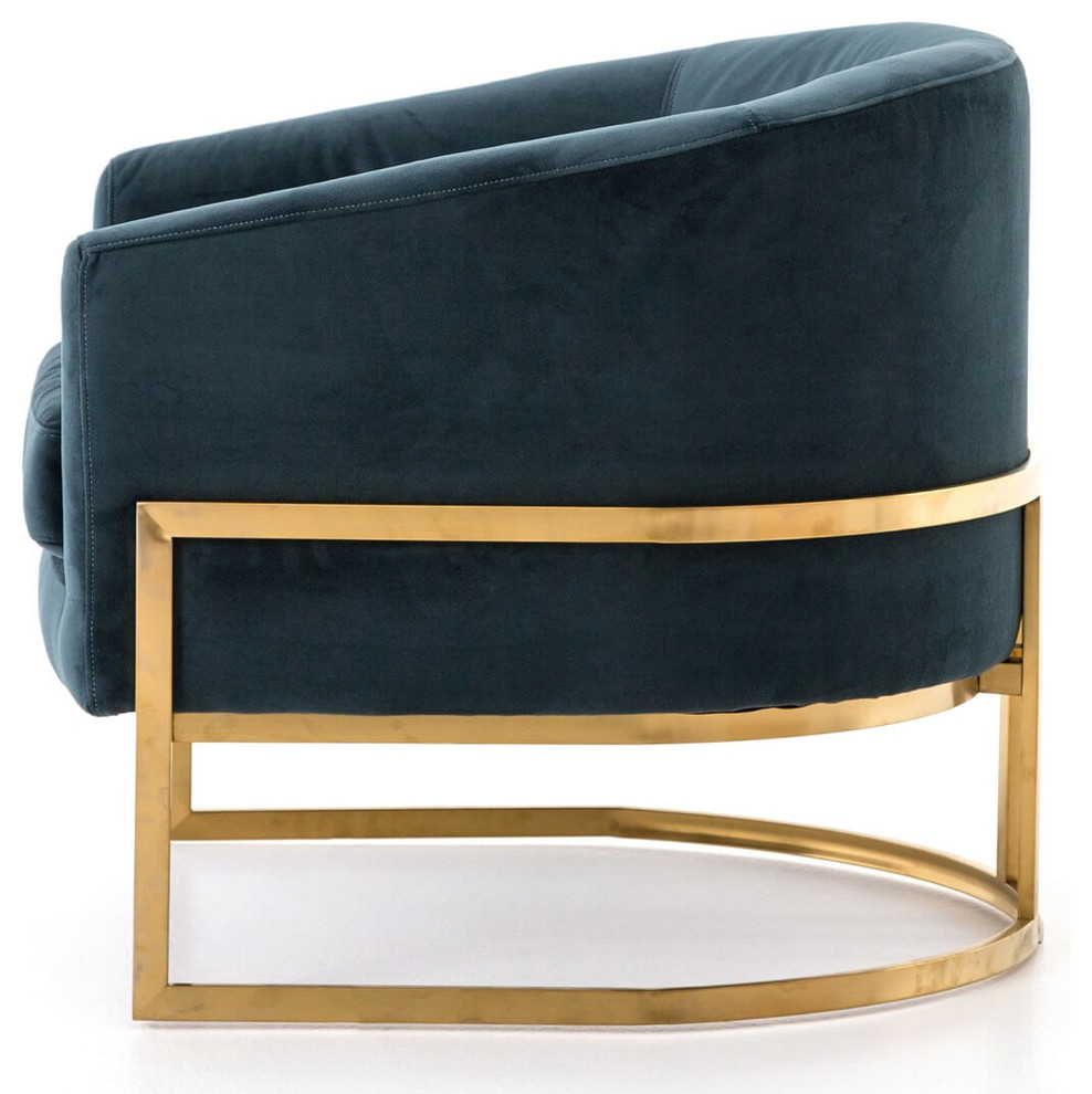 Corbin Brass Framed Chair  Blue   Contemporary   Armchairs And Accent Chairs   by Zin Home  Houzz