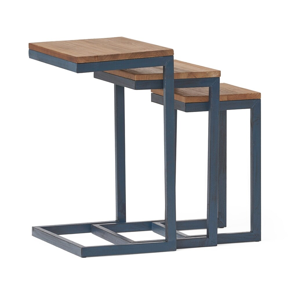 Darlah Modern Industrial Firwood Nesting Tables (Set of 3) by Christopher Knight Home