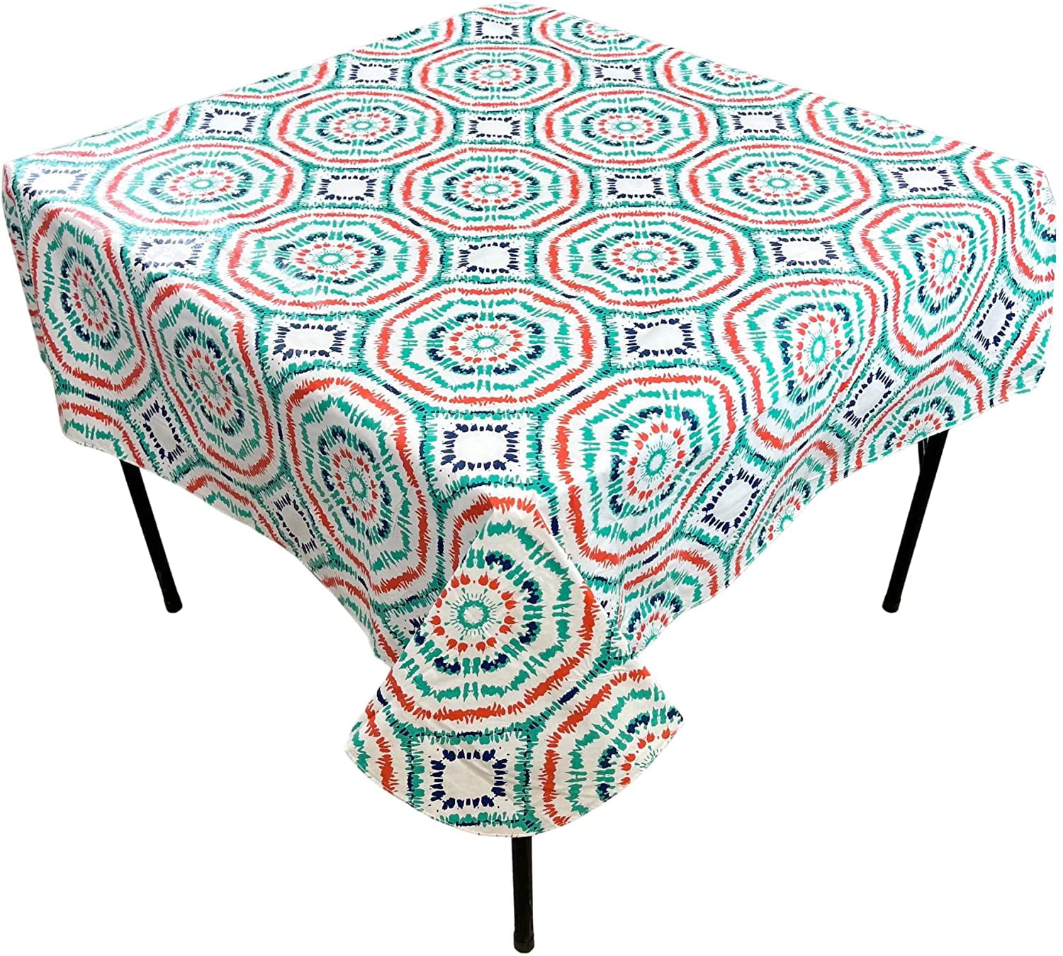 Summer Tie Dye Vinyl Tablecloths: Patio Table Cover 52" x 70"