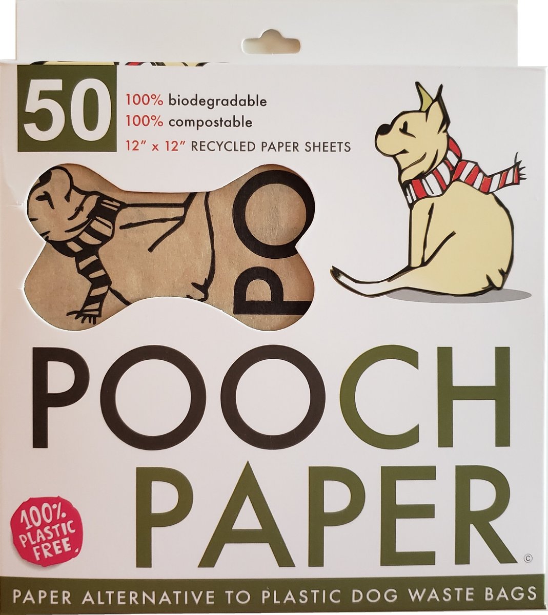 Pooch Paper Biodegradable Dog Waste Sheet， 50 count