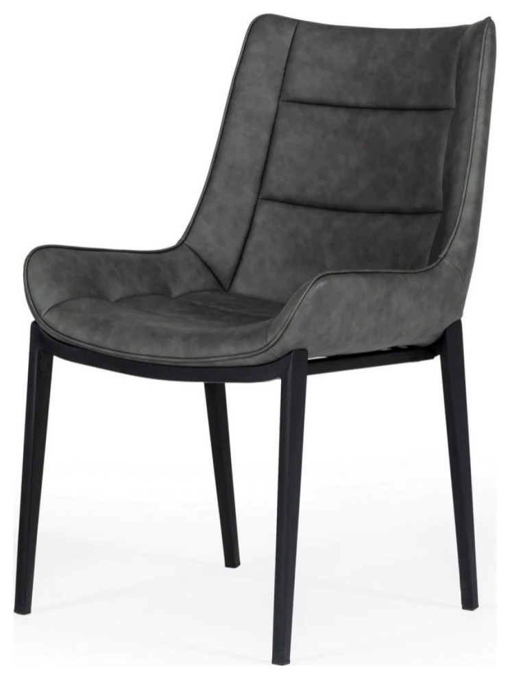 Luca Modern Gray Leatherette Dining Chair  Set of 2   Midcentury   Dining Chairs   by V.S.D Furniture  Houzz