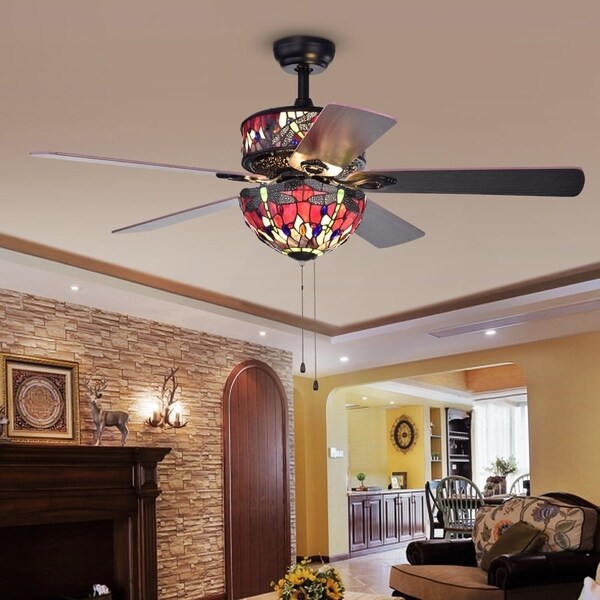 Jalev 6-Light Dragonfly  5-Blade 52-Inch Matte Black Ceiling Fan Shopping - The Best Deals on Ceiling Fans | 25504953