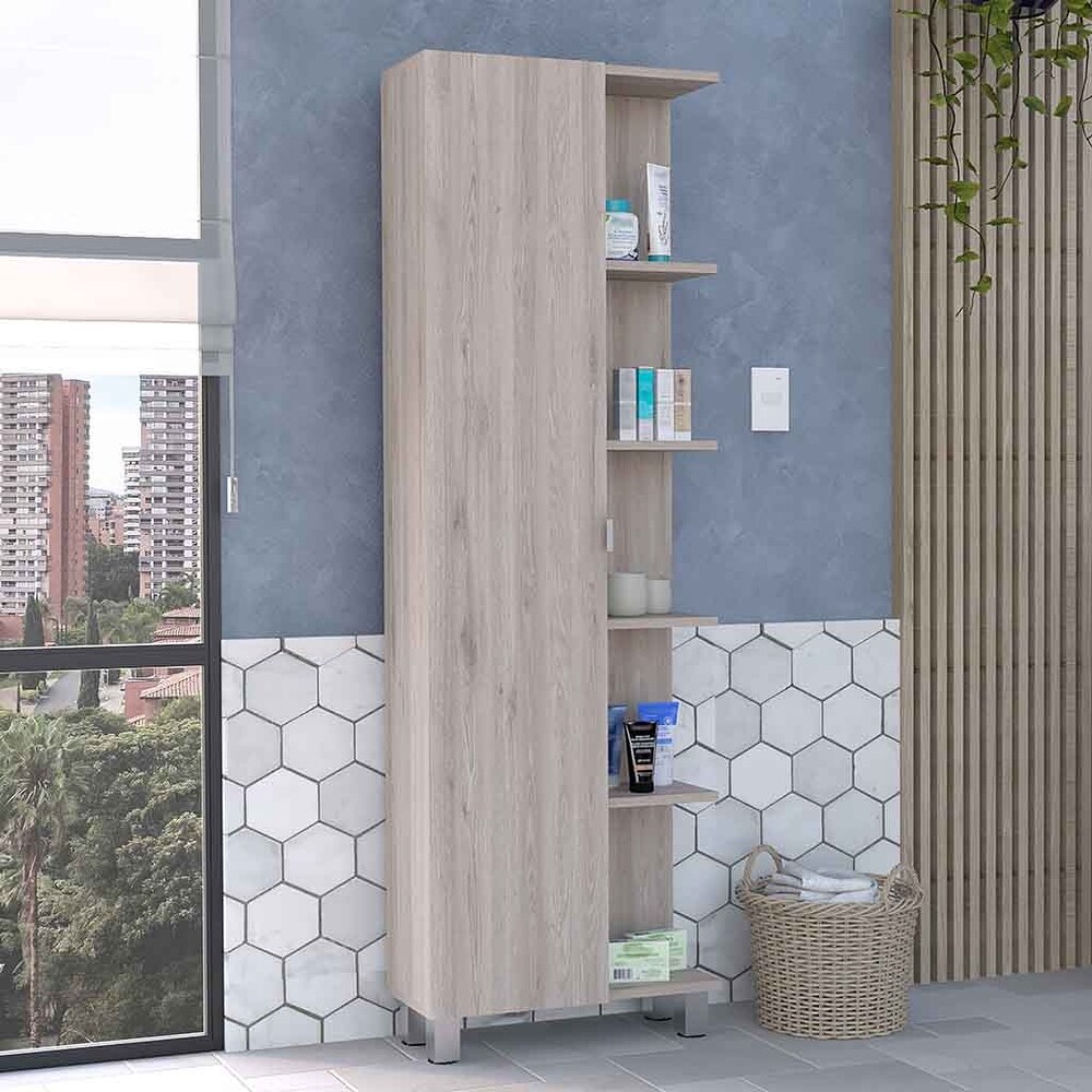 Corner Cabinet  Five Open Shelves  Single Door