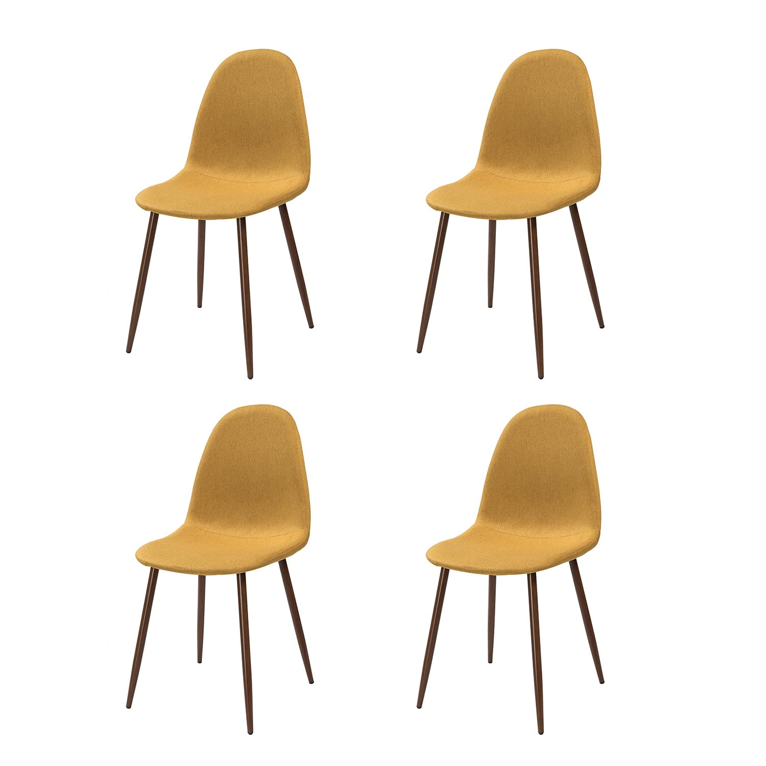 14 Karat Home Contemporary Upholstery Dining Table Chairs Metal Legs Living Room Set of 4 Mustard