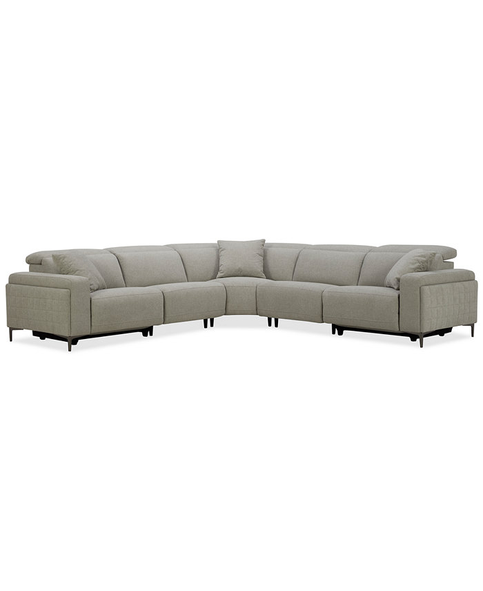 Furniture Adney 5-Pc. Power Recliner Fabric Sectional Sofa