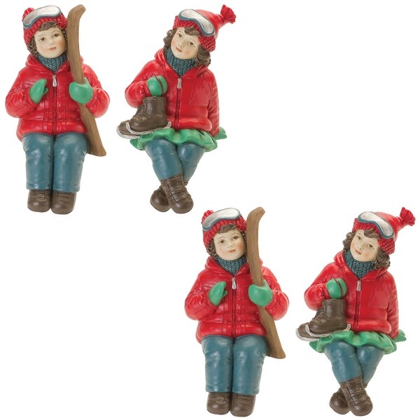 Holiday Children Shelf Sitter with Skis and Skates (Set of 4)