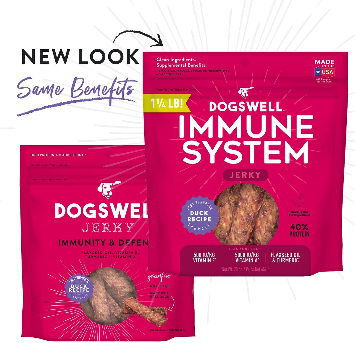 Dogswell Jerky Immune System Duck Recipe Grain-Free Dog Treats