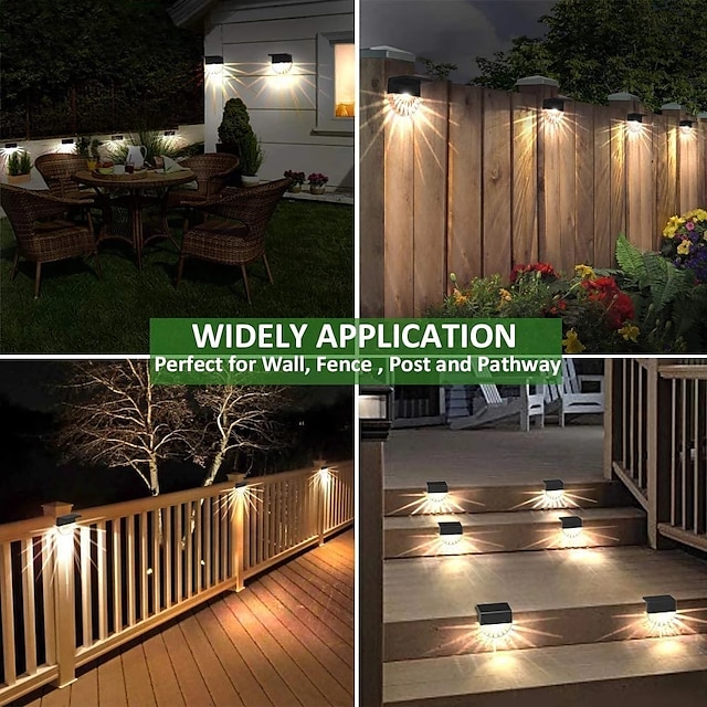 2/4pcs Solar Fence Lights  Outdoor Deck Lights Warm White Waterproof RGB 2 Modes Garden Lights Villa Patio Decoration Landscape Fence Stair Lights