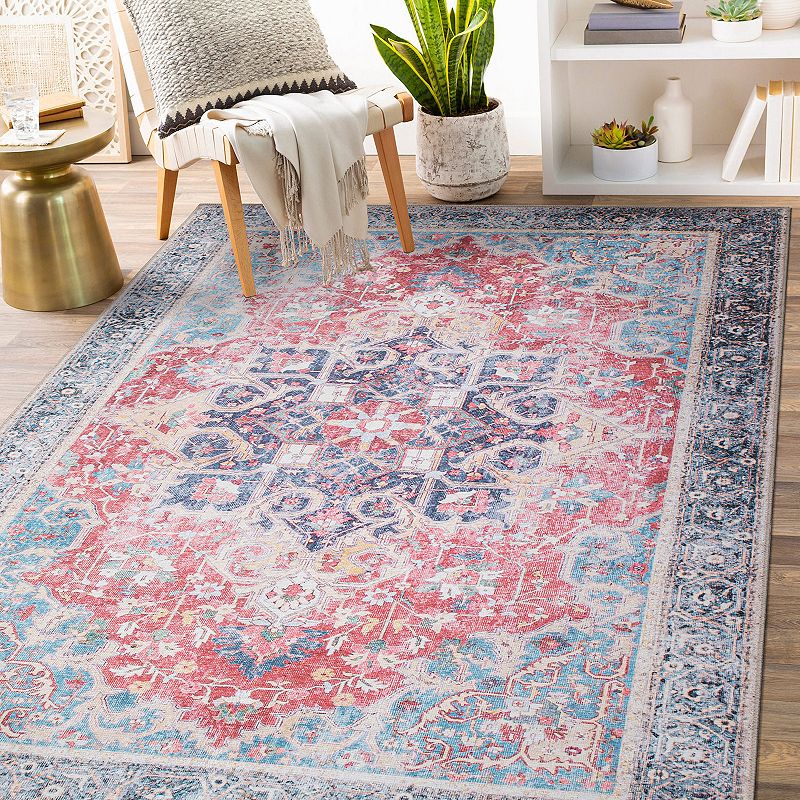 World Rug Gallery Traditional Distressed Vintage Machine Washbale Multi Area Rug