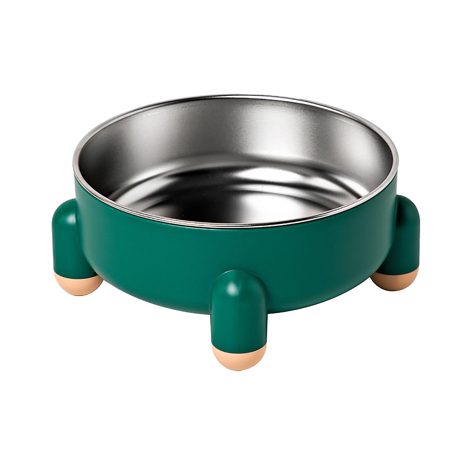 Pet Bowl Prevent Slip Detachable 4 Legged Base Large Capacity Stainless Steel Cat Dog Food Bowl for Indoor Green