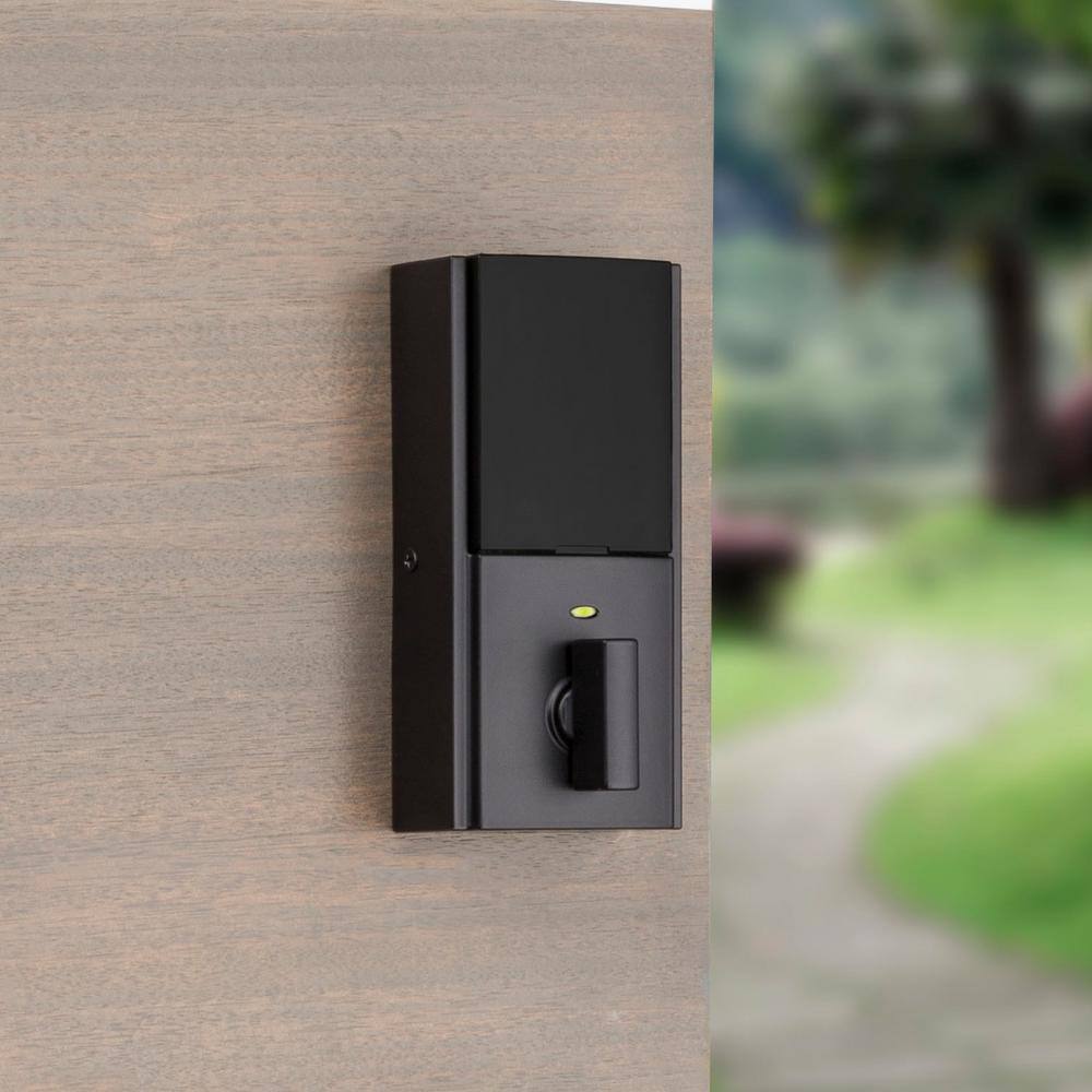 Kwikset Kevo 2nd Gen Contemporary Square Matte Black Single Cylinder Touch-to-Open Bluetooth Smart Lock Deadbolt 925KEVO2CNTDB51