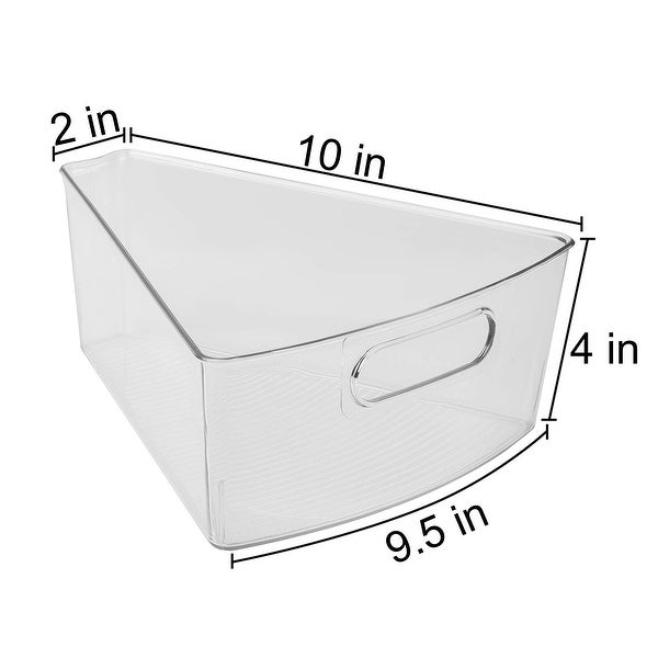 4-Pack Lazy Susan Organizer w/ Front Handle， Wedge Storage Bin Cabinet Container