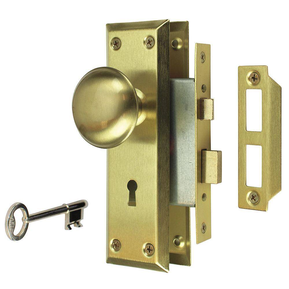 Defiant Brass Metal Satin Brass Knob Mortise Set 805414