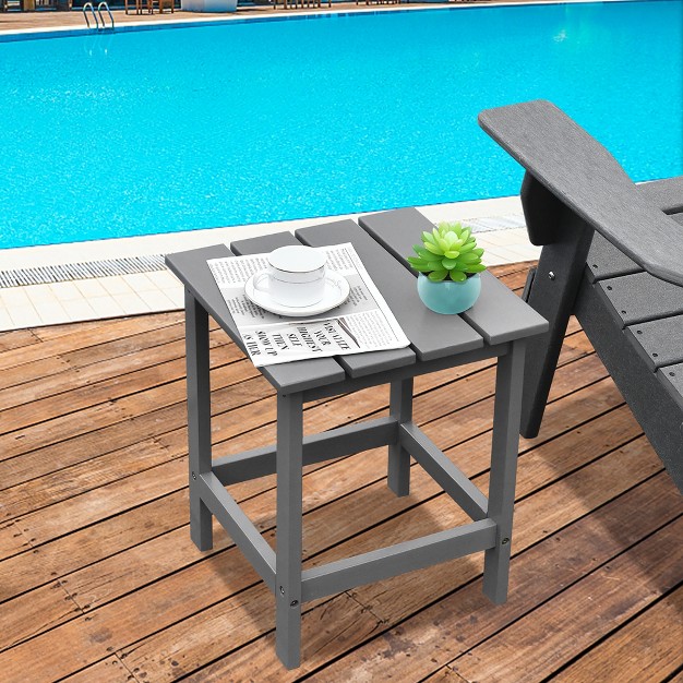 Costway 2 Pcs Patio 15 x27 x27 End Side Coffee Table Square Wooden Slat Deck White black gray