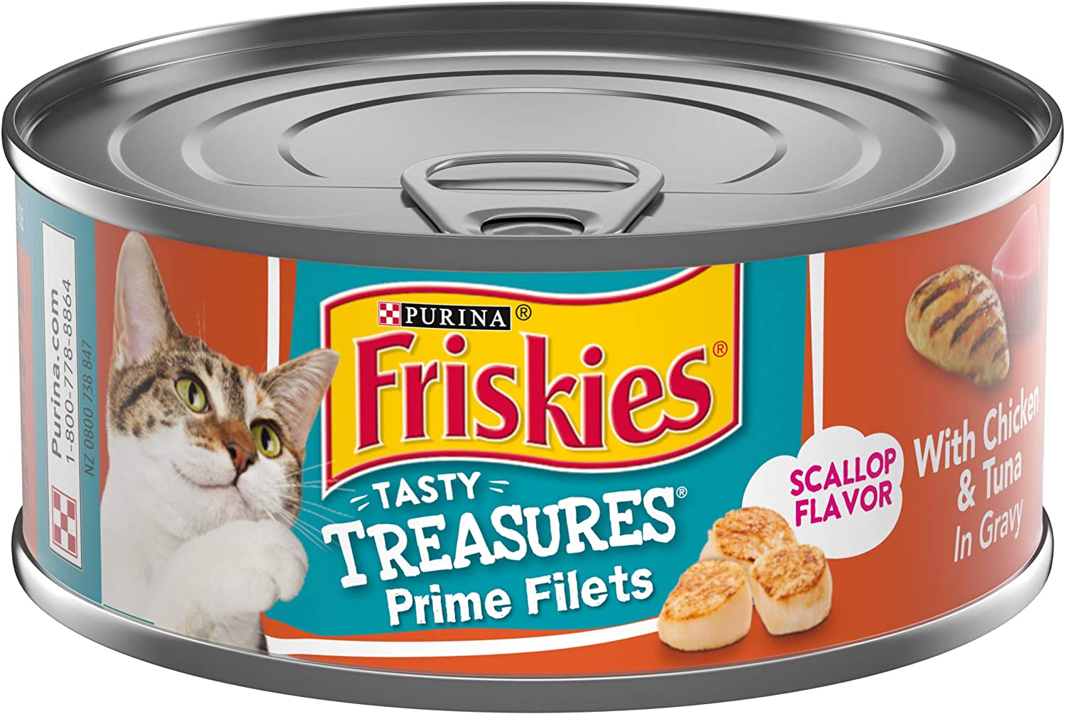 Purina Friskies Gravy Wet Cat Food Tasty Treasures With Chicken and Tuna and Scallop Flavor - (24) 5.5 oz. Cans