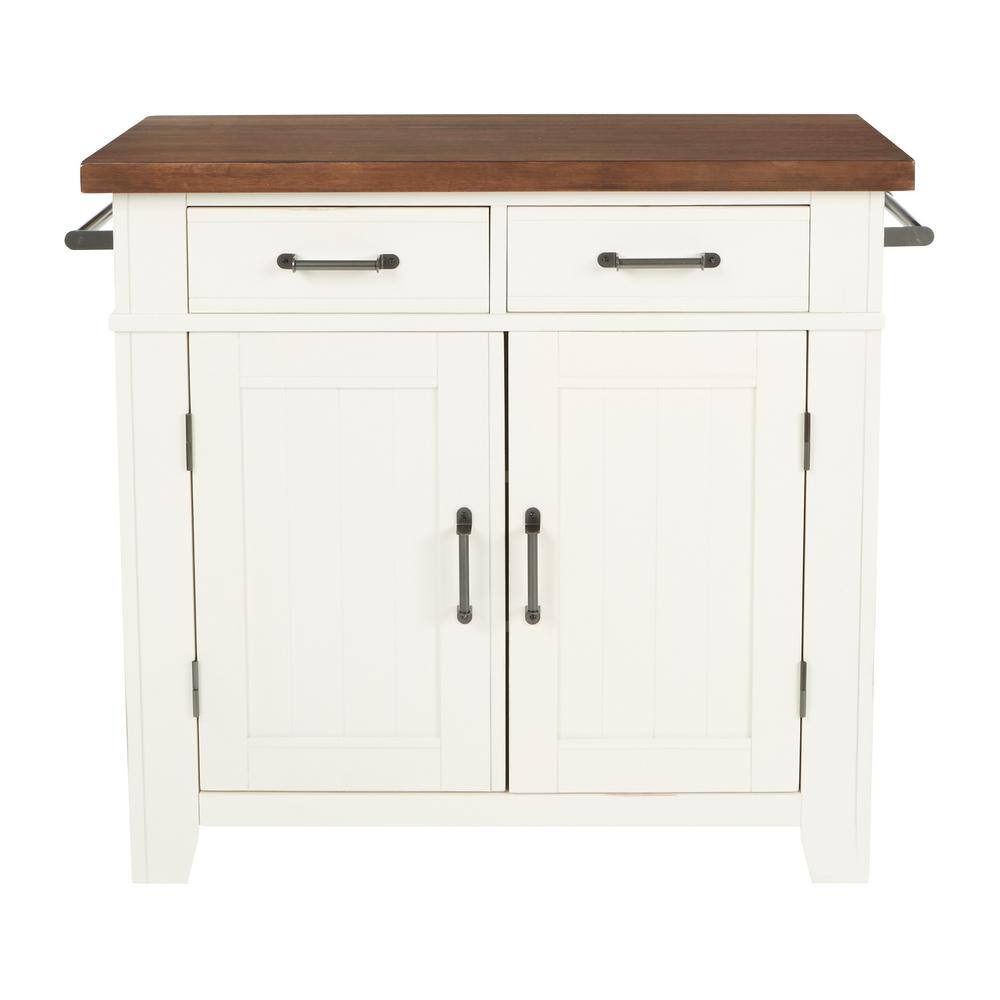 OSP Home Furnishings Urban Farmhouse Kitchen Island White Base with Vintage Oak Top BP-4207-942