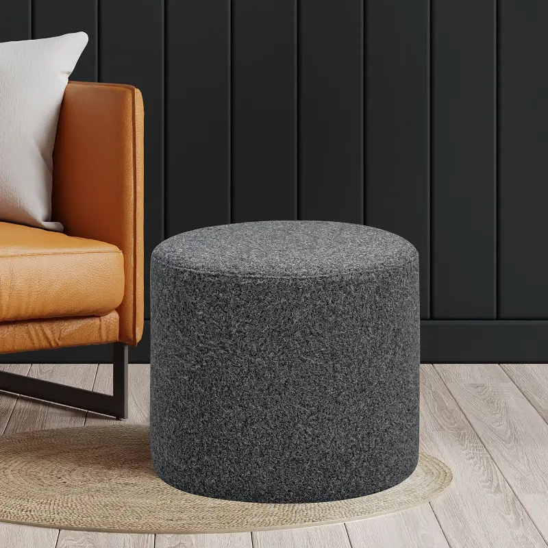 Garrett Gray Round Ottoman