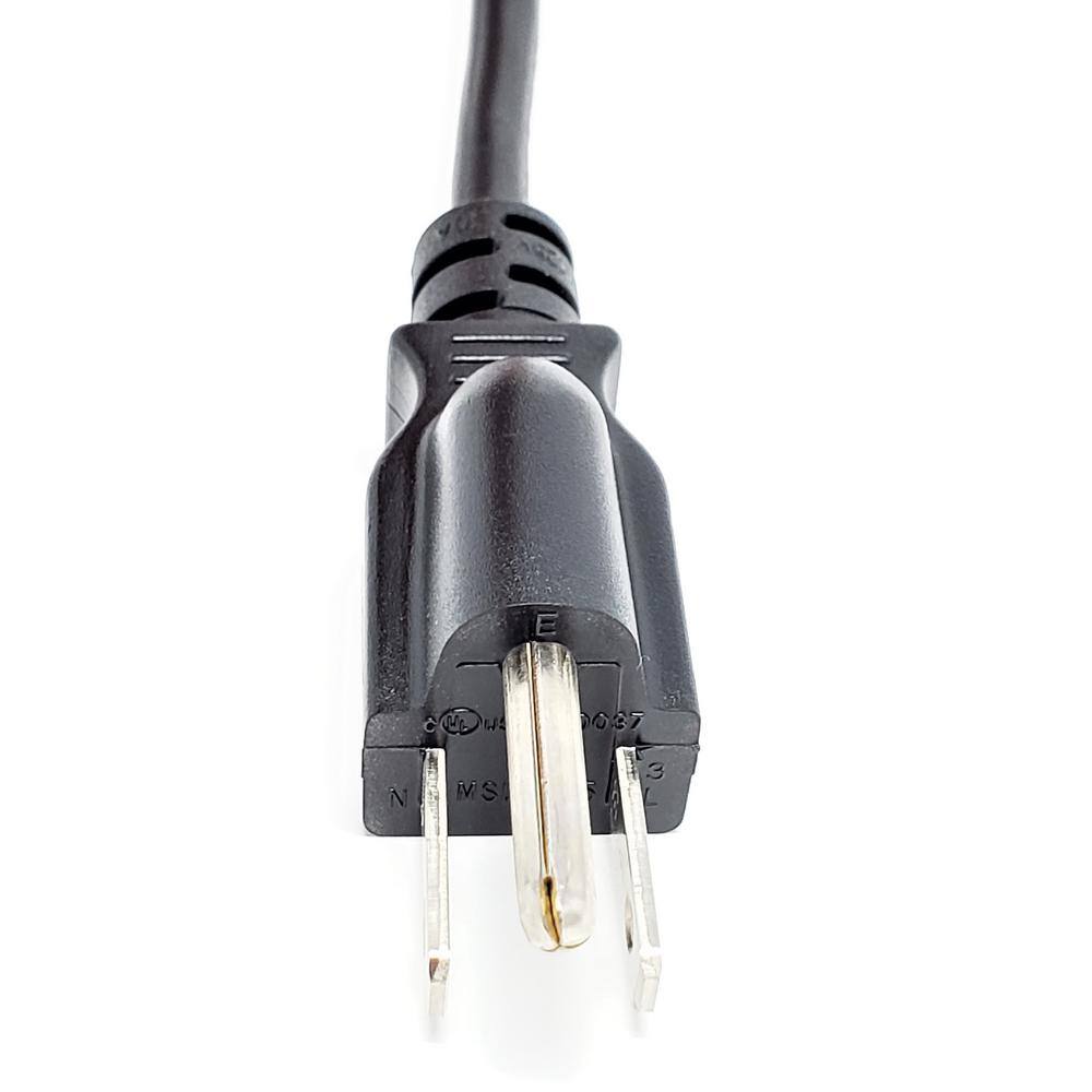 Micro Connectors Inc 6 ft. UL Approved Right Angle AC Power Cord 18AWG3 Conductors- Black (2 per Box) M05-113RA-2P