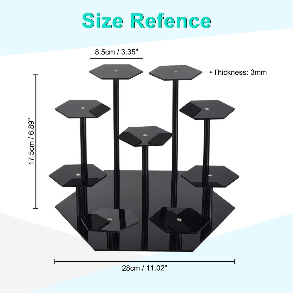 Acrylic Display Stand for Collectible Figures  9 Tier Round Cupcake Stand Black