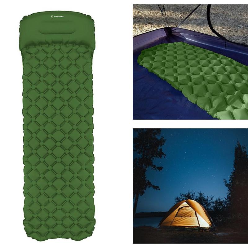 Ultralight Inflatable Sleeping Mattress， Lightweight Foldable Portable Air Pad to Inflate A Bed， for Outdoor Hiking - Green