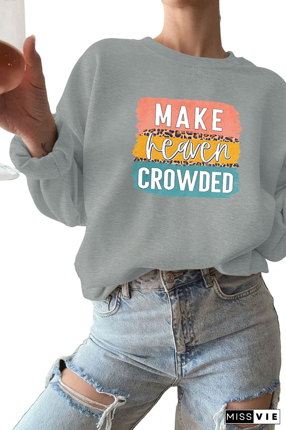 Make Heaven Crowded Brush Block Sweatshirt Wholesale