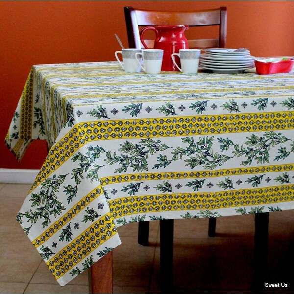 Wipeable Tablecloth Spill Resistant French Fleur Oliviers Collection