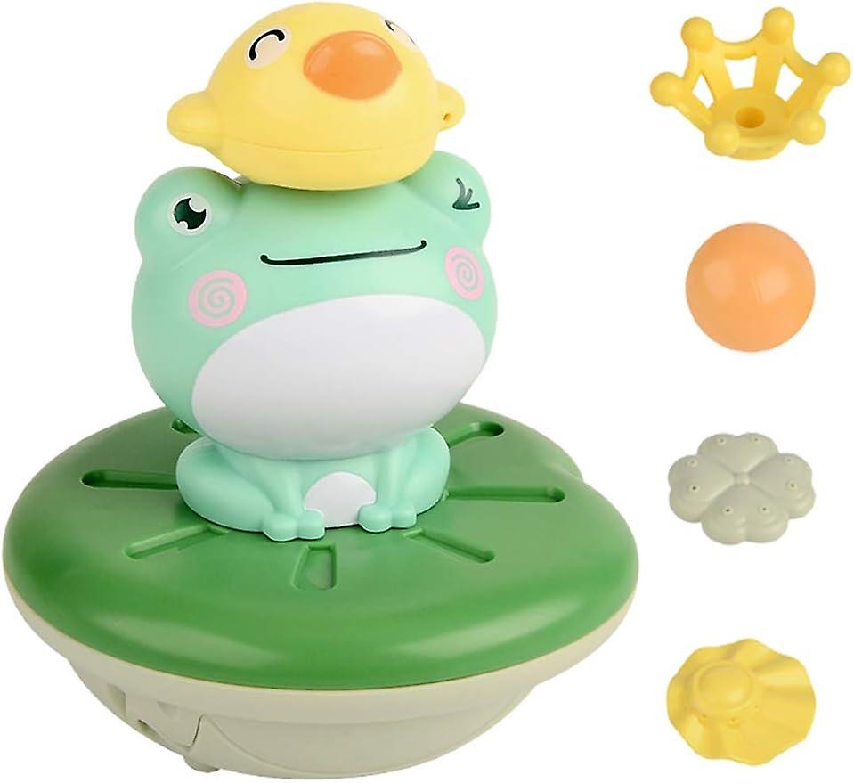 Bathtub Fountain Toy， Bath Toy Frog Electric Rotating Sprinkler Toy Water Spray Toy 2 Level Speed With 5 Little Accessries-bird， Four-leaf Clover， Sho