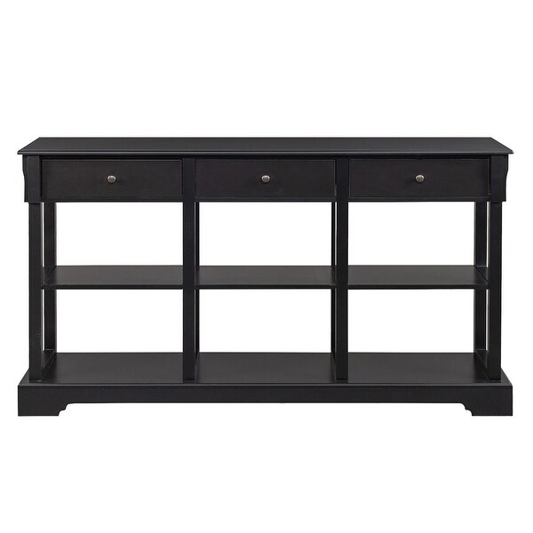 Console Table with Open Shelves and 3 Drawers for Living Room